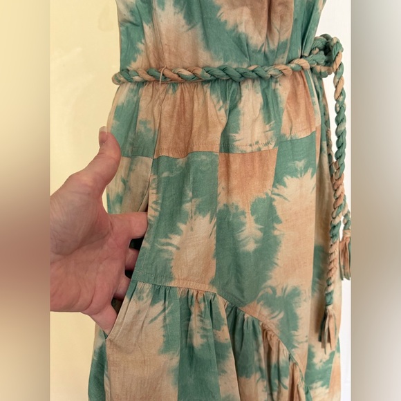 Ulla Johnson Valentina midi-length sundress 100% cotton shibori-inspired W/ belt - Picture 8 of 15